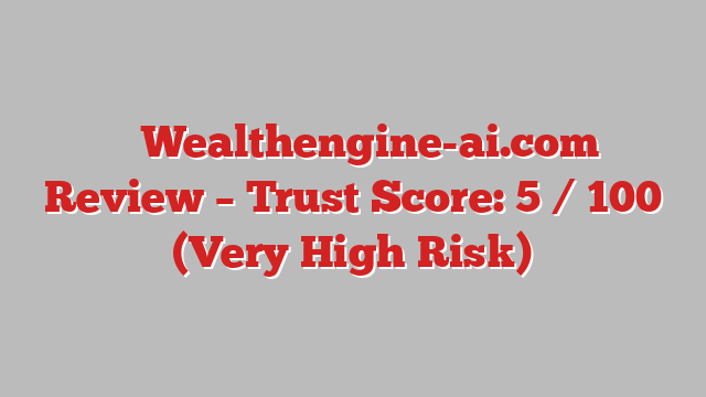 ⚠️ Wealthengine-ai.com Review –  Trust Score: 5 / 100 (Very High Risk)