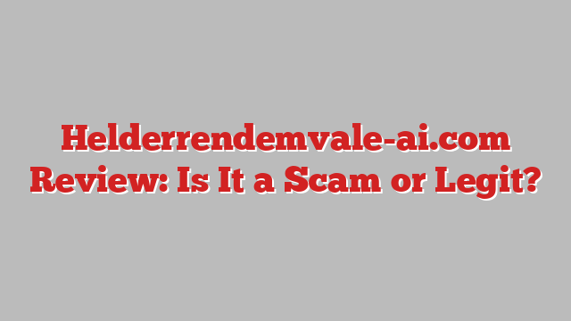 Helderrendemvale-ai.com Review: Is It a Scam or Legit?