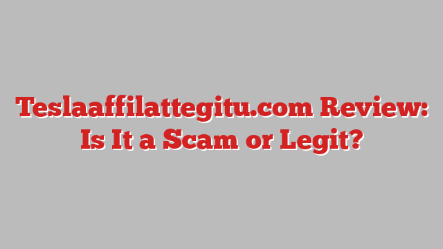 Teslaaffilattegitu.com Review: Is It a Scam or Legit?