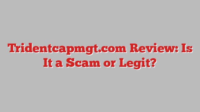 Tridentcapmgt.com Review: Is It a Scam or Legit?