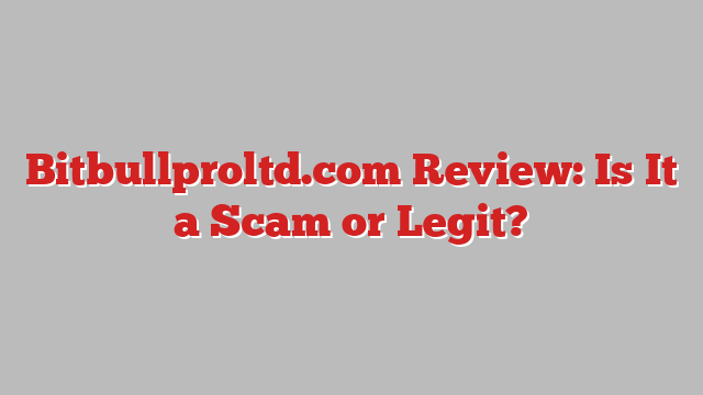 Bitbullproltd.com Review: Is It a Scam or Legit?